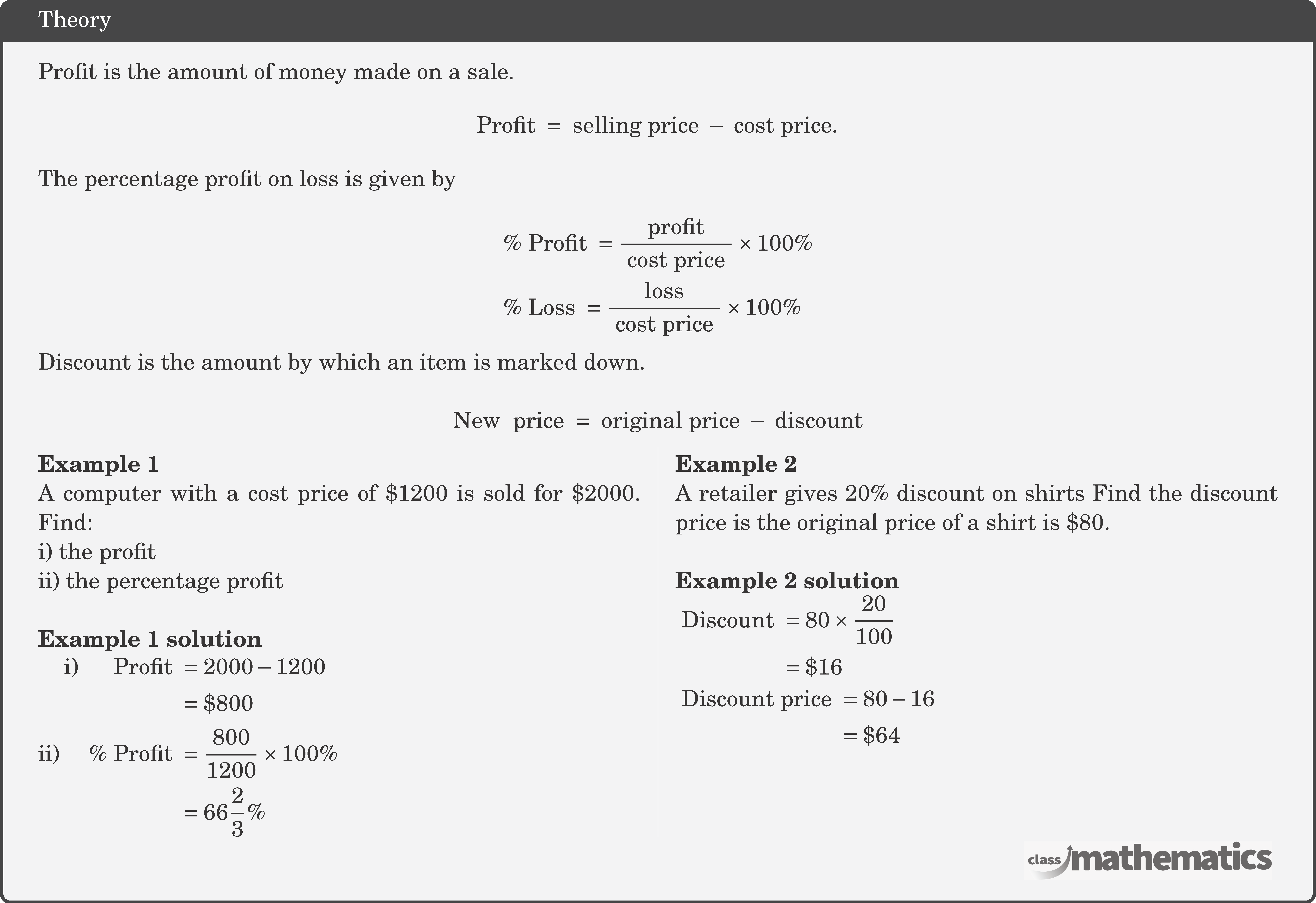 Profits and Discounts